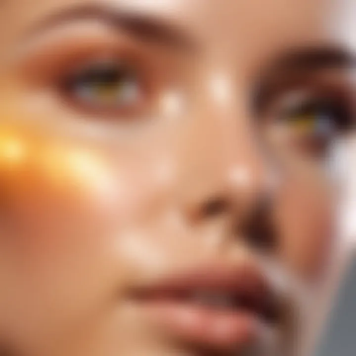 A close-up view of radiant skin illuminated by natural light.