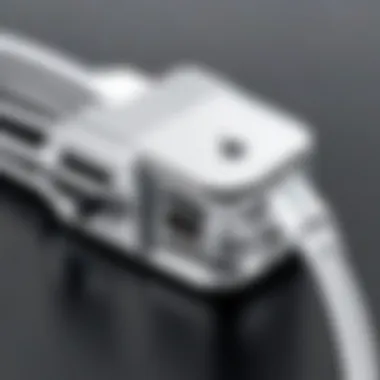 Detailed view of the Apple charging cord showcasing its robust design