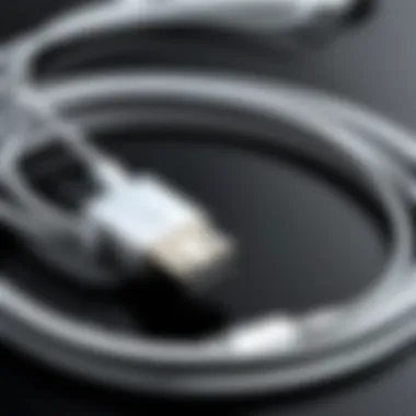 Emphasizing Material Quality Close-up of the charging cord's material emphasizing quality