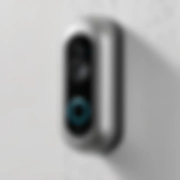 Close-up view of the Ring Elite Video Doorbell showcasing its sleek design and advanced technology.