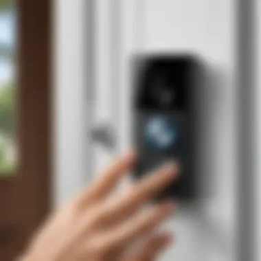 User interacting with the Ring Elite Video Doorbell interface on a smartphone.