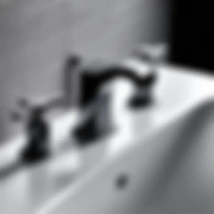 Close-up of the unique features of the Banbury Roman Tub Faucet