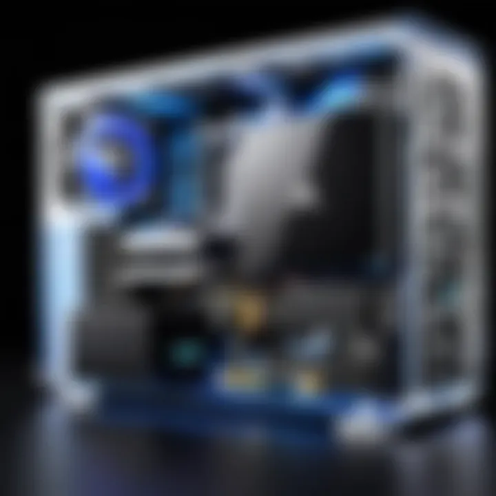 A close-up of components showcasing technology within a gaming desktop