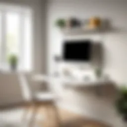 Elegant wall-mounted folding desk in a modern home office setup