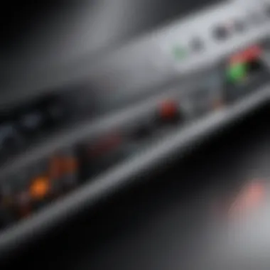 Close-up view of the Blast Soundbar's control panel and connectivity options