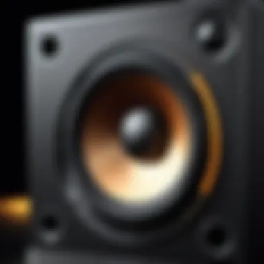 Close-up of a bookshelf speaker driver highlighting sound performance technology