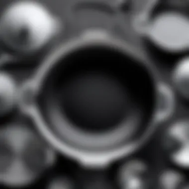 Close-up view of the material composition of Calphalon cookware, highlighting durability.