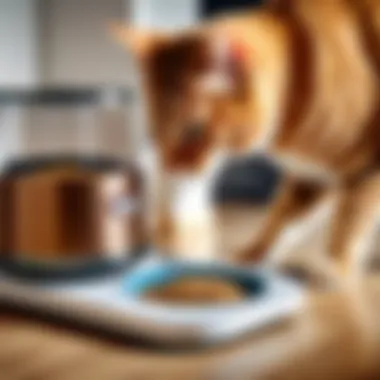 Cat Enjoying Mealtime with CatMate Feeder Cat using the CatMate Feeder during mealtime