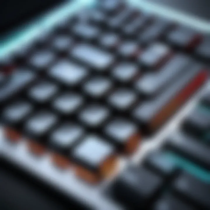 Close-up view of a laptop keyboard designed for gamers