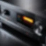 Close-up view of a high-end Hi-Fi AV receiver with illuminated controls