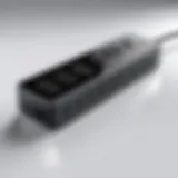 A sleek surge protector with multiple USB ports
