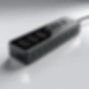 A sleek surge protector with multiple USB ports