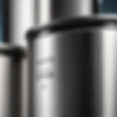 Close-up of stainless steel oil container showcasing its finish