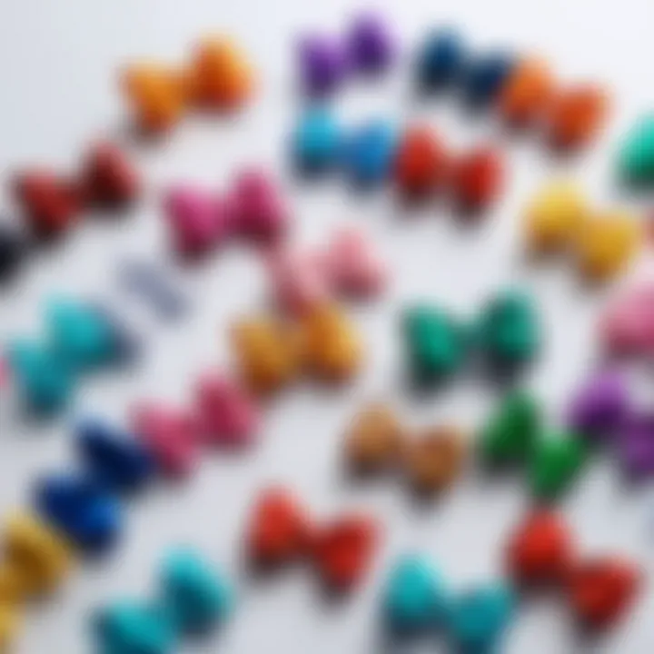 Colorful mini satin bows displayed in a marketing presentation