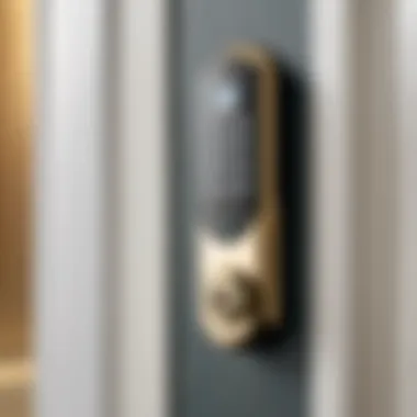 Elegant Design of the Kwikset SmartCode Deadbolt Kwikset SmartCode Touchscreen Electronic Deadbolt in a modern home entryway