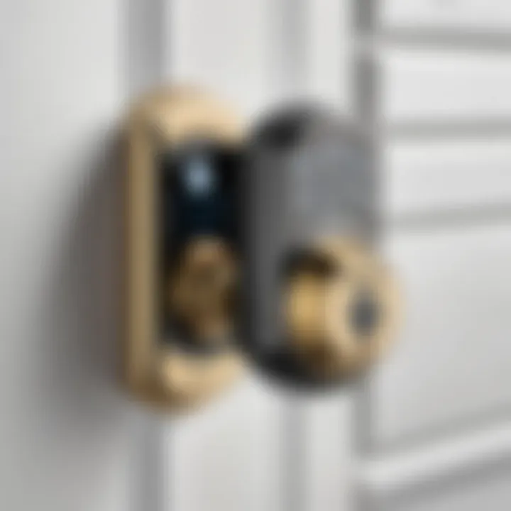 Illustration showing installation of Kwikset SmartCode Electronic Deadbolt