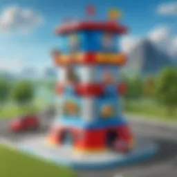 Detailed view of the new Paw Patrol tower showcasing its innovative design