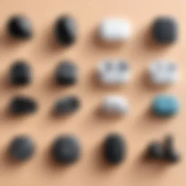 Different styles of wireless earbuds