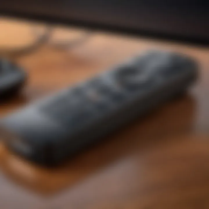 Close-up view of Amazon TV Box remote highlighting buttons