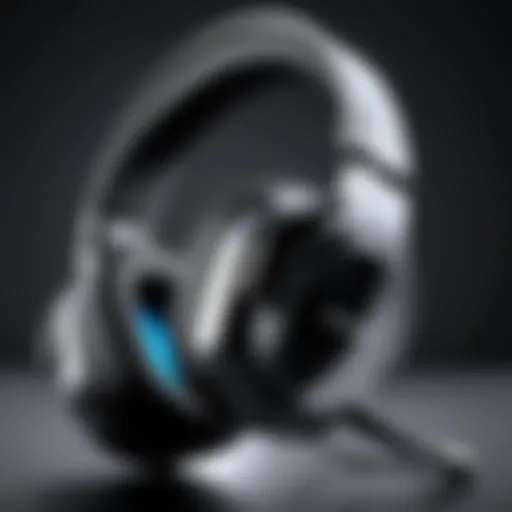 Close-up of a high-end gaming headset showcasing its sleek design and cushioning.