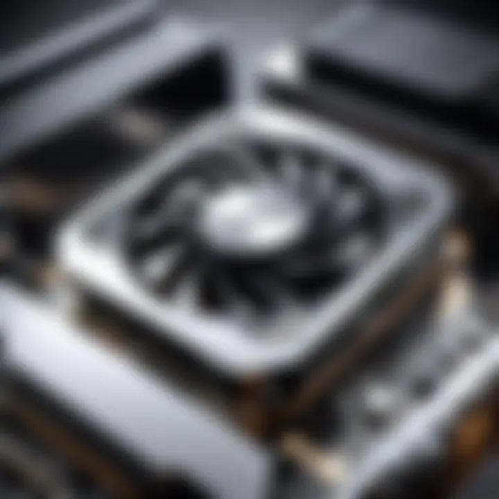 A powerful GPU showcasing its cooling system and sleek design.