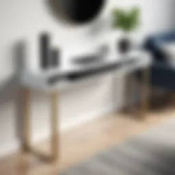 Sleek console table with integrated technology for modern living spaces