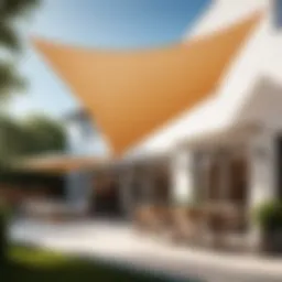 Elegant custom right triangle shade sail enhancing an outdoor patio.