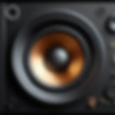 Close-up view of speaker technology and components