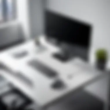 Sleek Design for Modern Workspaces Sleek modern desk with hidden monitor compartment