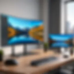 A high-tech dual monitor setup showcasing enhanced productivity
