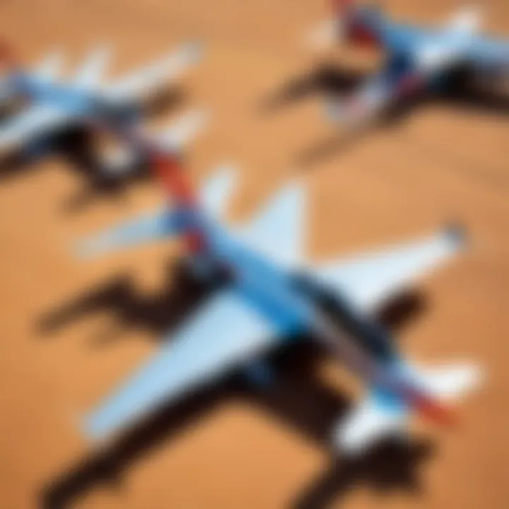 A group of enthusiasts engaged in a remote-controlled jet competition