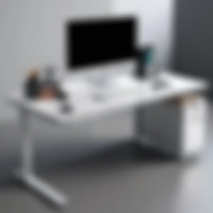 Ergonomically designed narrow desk showcasing user-friendly features