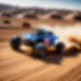 Exceed RC buggy on a dirt track showcasing its speed and agility