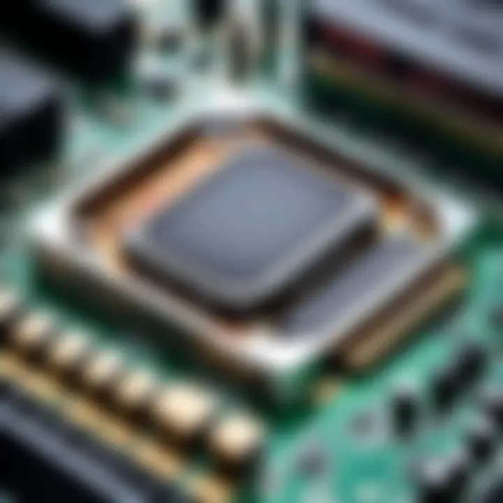 A close-up view of a graphics card showcasing its intricate design and components