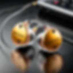 Close-up view of Behringer in-ear monitors showcasing design features