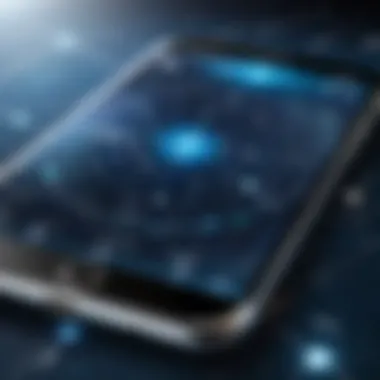 Smartphone App Star Map Interface User interface of a smartphone app designed for astronomical observation with a clear star map.