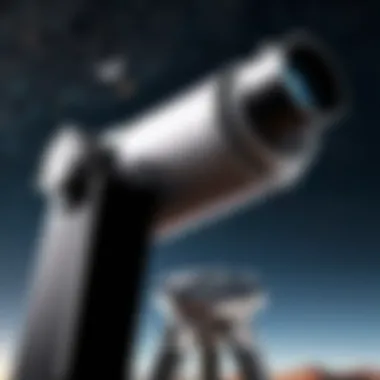 Telescope and Smartphone Integration A close-up of a telescope attached to a smartphone, showcasing the integration of technology in astronomy.