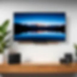 Different types of flat screen TV mounts displayed on a wall