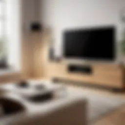 Swivel base flat screen TV in a contemporary living room setting