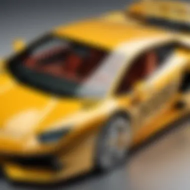 Detailed close-up of a Lamborghini model showcasing intricate design features