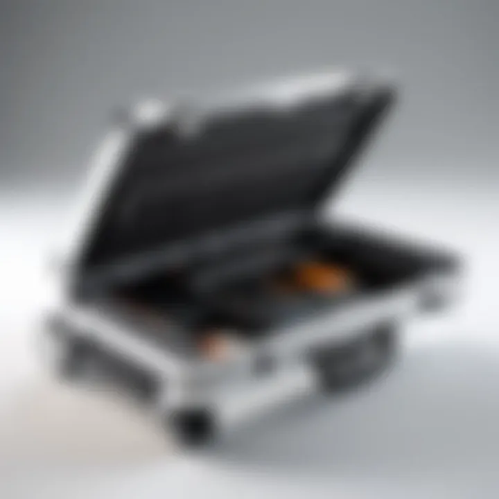 An ergonomic handle design of a briefcase on wheels highlighting user comfort