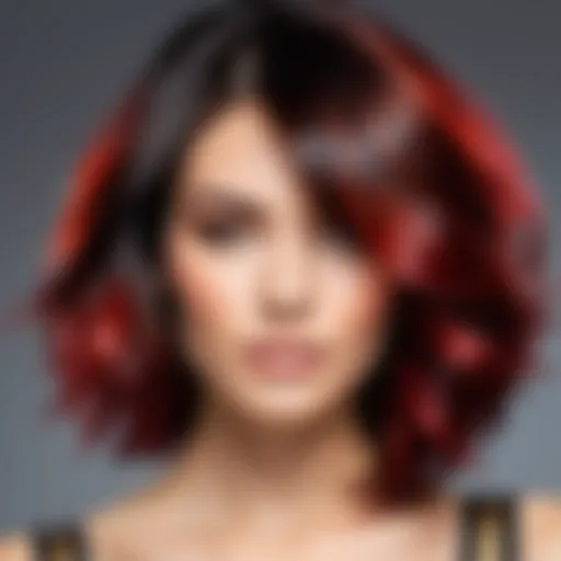 Vibrant highlights on dark hair showcasing the transformation
