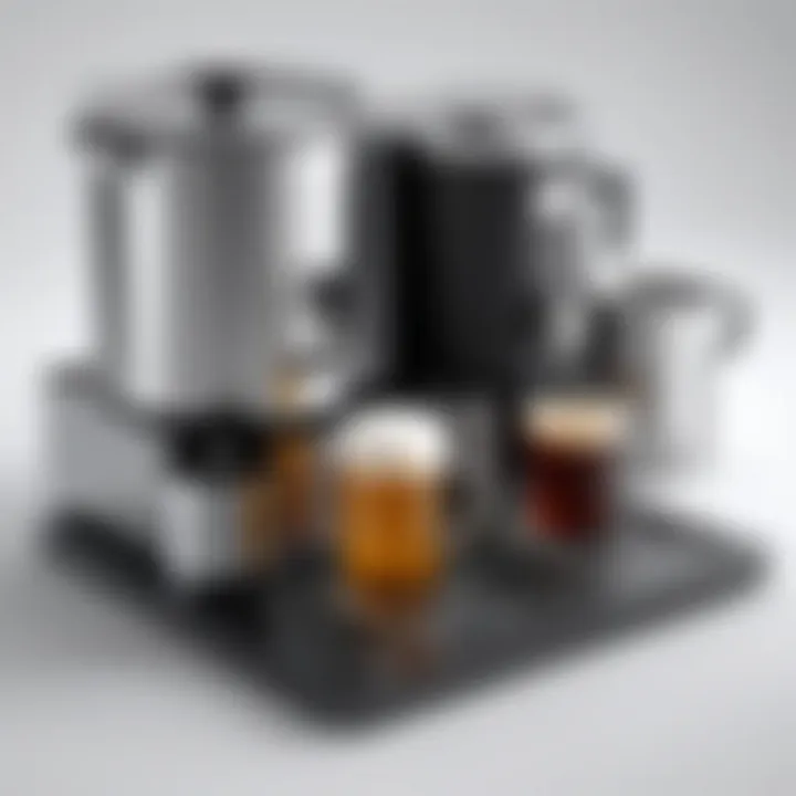 Close-up of essential components involved in mini brewing.