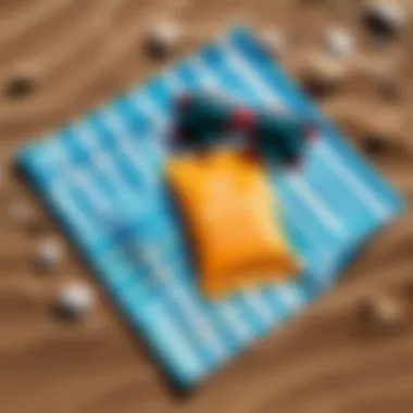 Portable Sun Protection on the Go Mini sunscreen packets arranged neatly on a beach towel