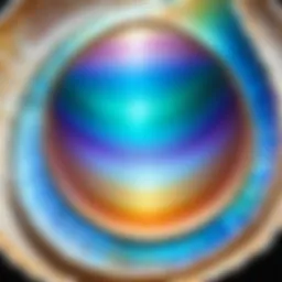 Close-up view of the nacreous layer inside a Pteria sterna shell, showcasing its iridescent qualities.