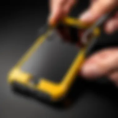 Demonstration of installation of OtterBox screen protector on iPhone