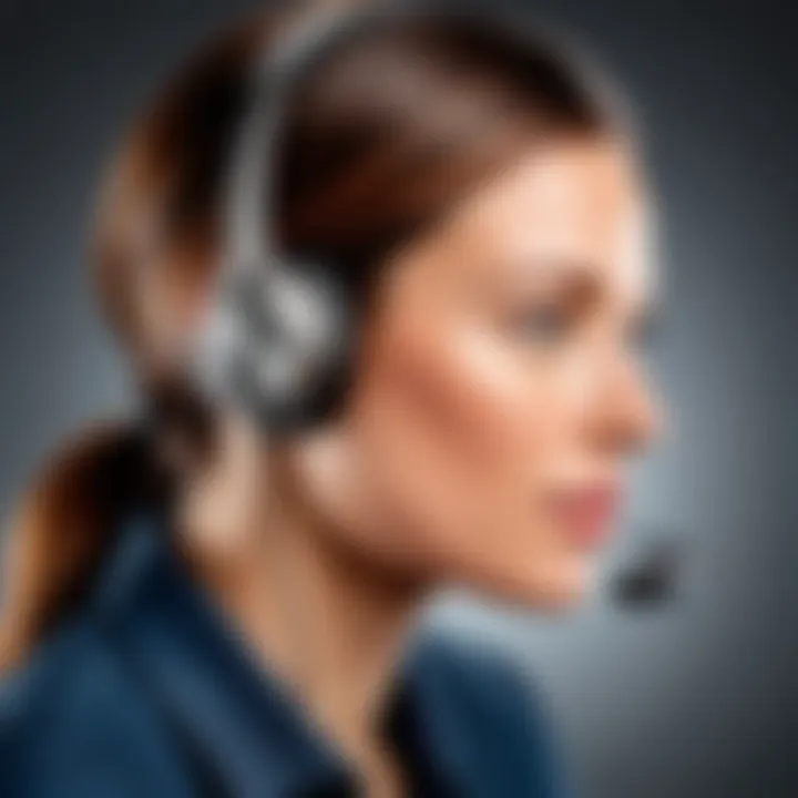 User testing Plantronics Voyager headset in a professional setting