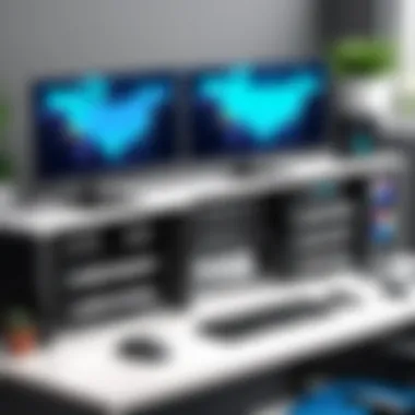 Organized Workspace with Rackmount VESA Mounts Visualization of a setup using rackmount VESA mounts in an organized workspace