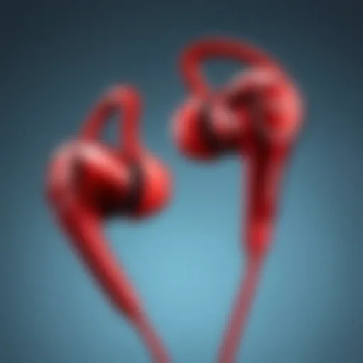 Sleek design of Samsung earbuds in vibrant red