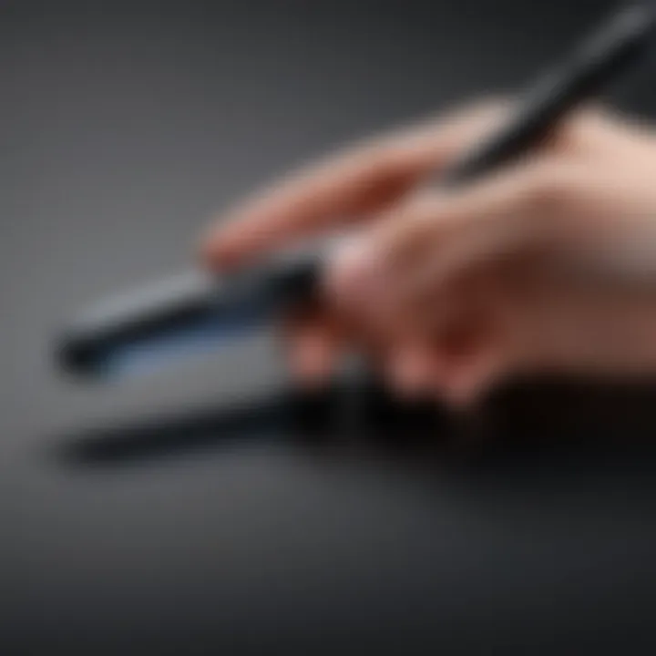 Close-up of the Samsung Pen highlighting its ergonomic design